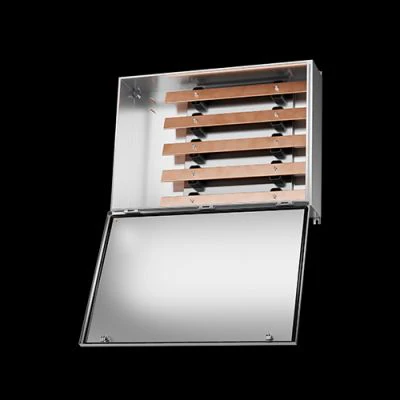 1412 BTSSCU04204 | Type 4X, 12 | Stainless Steel Bus bar splitter trough with copper bus bars and cover secured by 1/4 turns | 48L x 22W x 8H (in) | EXM