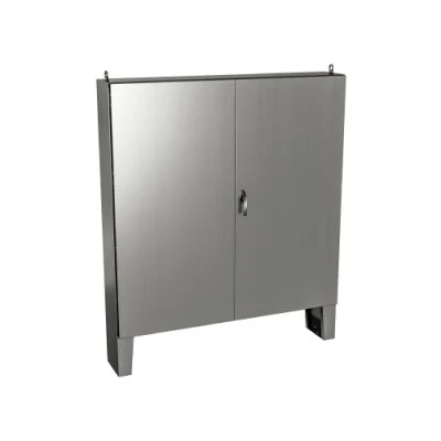 5500 SSDD727210P | Type 12, 13 | Stainless steel double door cabinet with floor mounting stands and padlockable 3 point lock mechanism | 72L x 72W x 10H (in) | EXM
