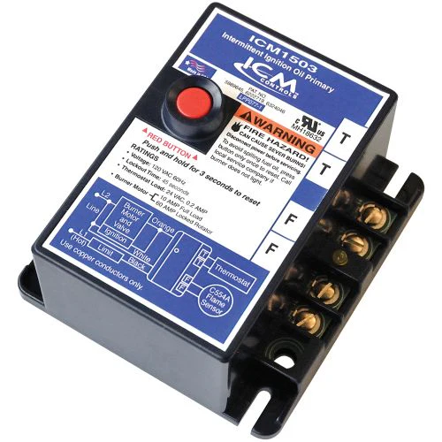 ICM1503 | Oil Primary, Intermittent Ignition, flame sensing circuit, 45 sec, safety switch, reset button | ICM Controls