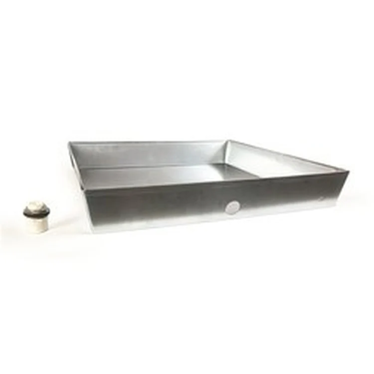 20922 | Water Heater Pan Square with Drain Fitting 24 x 24 x 4 Inch Galvanized | Not Selected