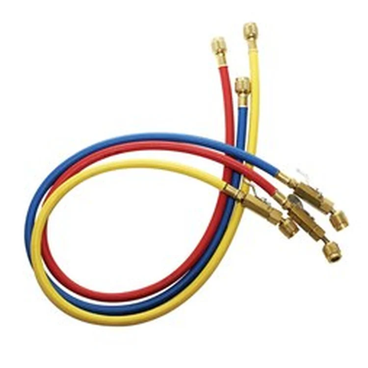 CCLBV-60 | Charging Hose Set with Ball Valve 1/4 x 60 Inch Blue/Yellow/Red | Not Selected