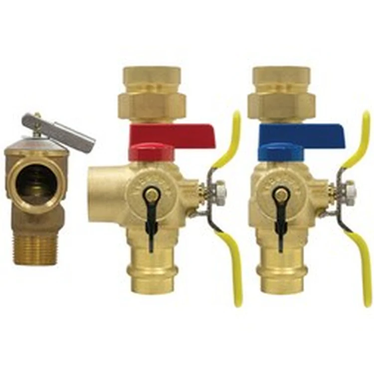 H-84443WPR-LF | Tankless Valve Kit E2 with Pressure Relief Valve Lead Free 3/4 Inch Press x Female Union Includes High-Flow Hose Drain/Adjustable Packing Gland | Webstone